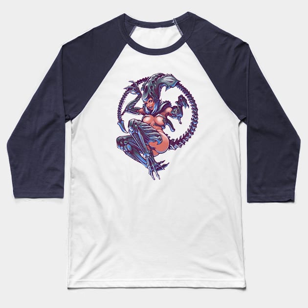 Xenomorph Girl Baseball T-Shirt by Eldoniousrex